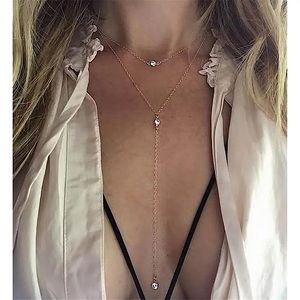 Double layer lariat necklace